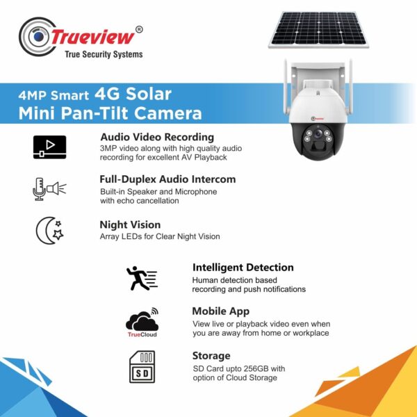 Trueview 4G Sim 4Mp Solar Powered CCTV Security Camera with Solar Panel - Image 4